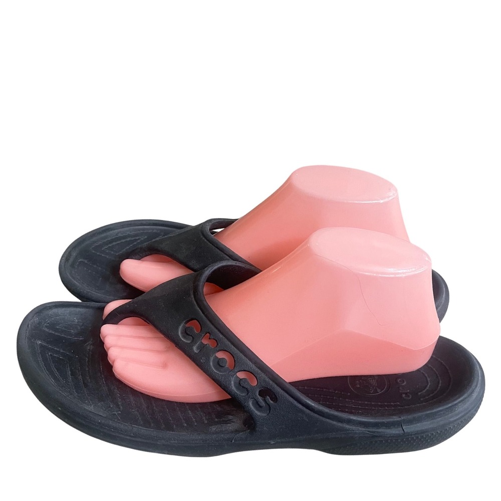 Crocs Mens Flip Flops Black Thong Sandals Comfortable Beach Pool Shoes size 11